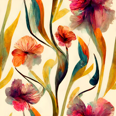 watercolor background with flowers