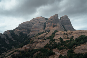 Montserrat in a cloudy conditions during the late summer season. Barcelona Catalonia Spain. High quality photo