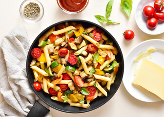 Penne pasta with roasted vegetables
