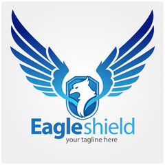 Vector illustration, eagle wings with a shield as a symbol.