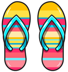 Colorful flip flops, comfortable footwear