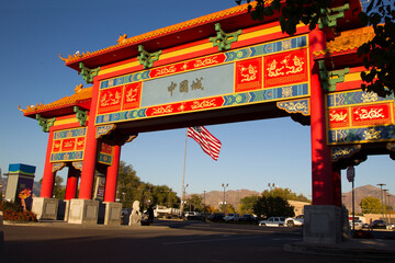 A view at Chinatown Gate entrance, Salt Lake City, Utah. USA
