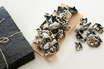 Laver bugak. Korean food fried with laver © bong