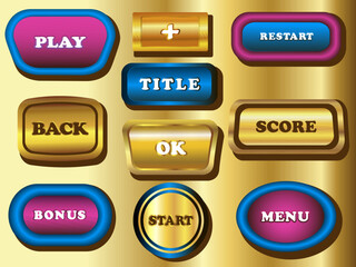 set with glossy buttons for games