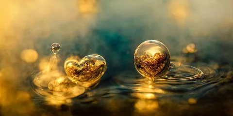 Foto op Canvas Golden love dreamlike connections to the quantum realm © cfhdesign