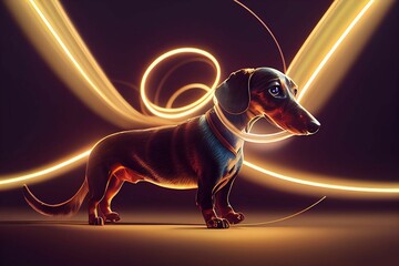 Concept of the energy around a Dachshund Weiner dog - obrazy, fototapety, plakaty