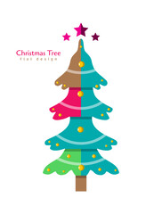 Flat christmas trees illustration vector collection
