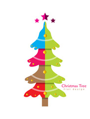 Flat christmas trees illustration vector collection