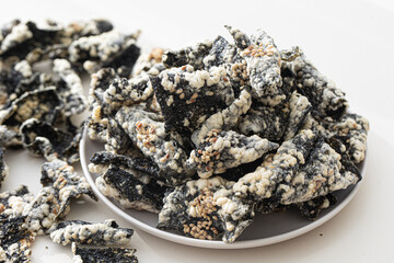 Laver bugak. Korean food fried with laver