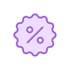 discount line icon in two colors isolated on white background. discount sticker purple vector icon for web design, ui, mobile apps, print polygraphy and promo business