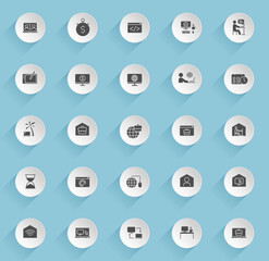remote work line icons in two colors isolated on white background. work at home blue icon set for web design, ui, mobile apps, print polygraphy and promo business