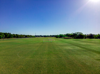 Aerial view of a soccer field