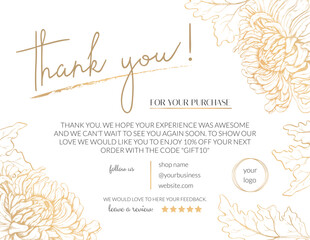 Thank you card for business. Elegant card for decorating handmade products