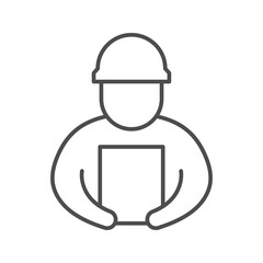 Engineer with document line icon