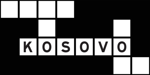 Alphabet letter in word kosovo on crossword puzzle background