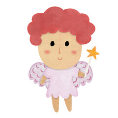Cute Angel Watercolor Illustration