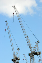 Fototapeta na wymiar Construction cranes, London, England