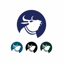 Circle bull animal vector logo 