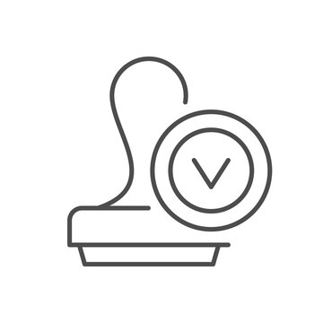 recommend clip art: Approval stamp line outline icon