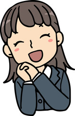 Obraz premium 手を組んで喜ぶ女子学生のバストアップ