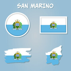 Map Of San Marino With Flag Isolated On blue Background.