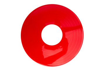 red vinyl record isolated top view