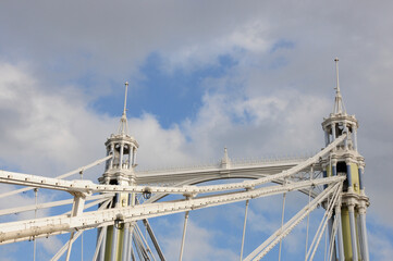 Albert Bridge over the River Thames, London, England.