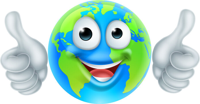 Earth Day Thumbs Up Mascot Globe Cartoon Character