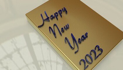 happy new year 2023 3d render card soft blur