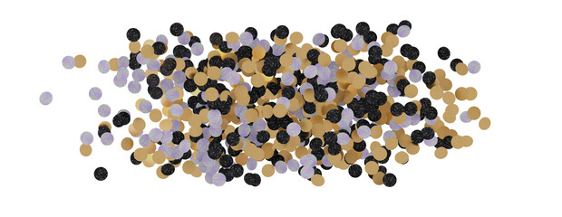 Glittering confetti on a transparent background. Holiday, birthday and Christmas decoration