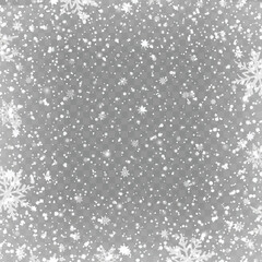 Xmas or New Year background with falling snowflakes on transparent background. Vector