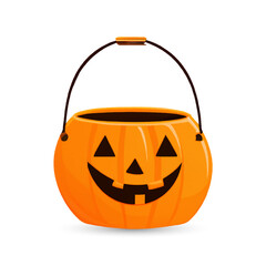 Jack'O pumpkin basket to collect candy on Halloween day,  Concept for Halloween holiday. © MDNUR