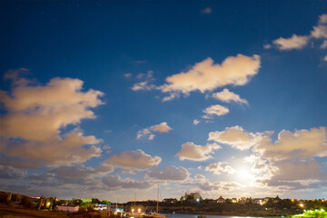 Fototapeta premium Night scene and sunset