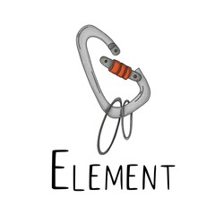 Grey carbine with red link a white background with black lettering