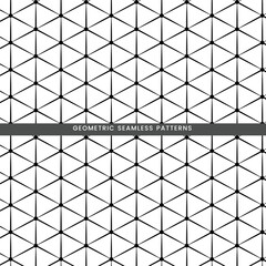 Set of abstract lines geometric seamless pattern black and white background design 