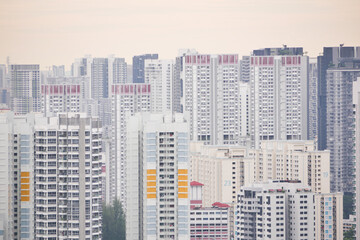 Fototapeta na wymiar arial view of singapore city buildings sunny day 