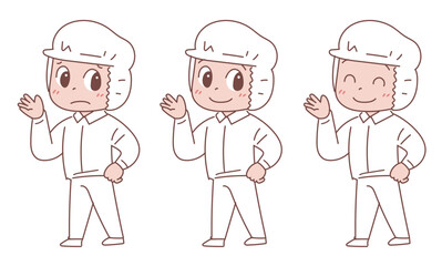 食品衛生白衣の男性　表情バリエーションセット