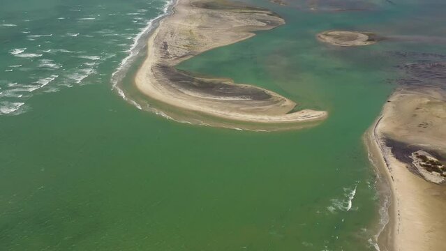Aerial view of Limestone shoals, that were formerly a land bridge between India and Sri Lanka. Adam's Bridge.