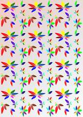 Abstract image. The colorful leaves of trees on a gradient-orange background, a linear pattern in the portrait view.