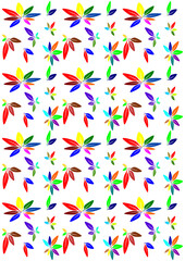 The illustrations and clipart. Abstract image. The colorful leaves of trees on white background, a linear pattern in the portrait view.