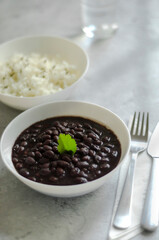 Black beans and white rice, healthy eating.