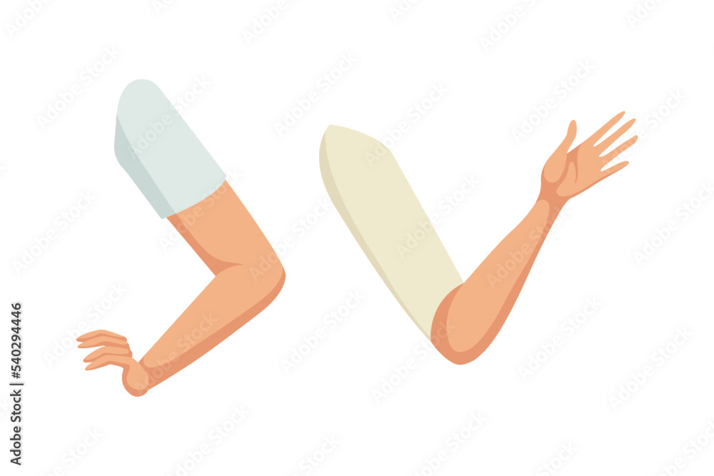 Aufkleber woman character arms as constructor with separated body part vector set