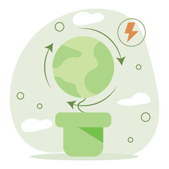 Fototapeta premium Save the planet. Sustainable economic growth strategy, recourses reuse reduce co2 emission climate impact. ESG, green energy industry.Environmental protection, renewable