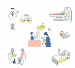 医者と患者　さまざまなシーン　セット