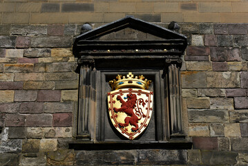Detail, Wappen beim Eingangsbereich Edinburgh Castle Esplanade, Edinburgh Castle, Edinburgh,...