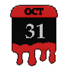 Fototapeta premium pixel art halloween 31 date black bloody october calendar, halloween decoration ornament design theme