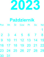 kalendarz PL -2023 - październik 4 - obrazy, fototapety, plakaty