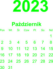 kalendarz PL -2023 - październik 5 - obrazy, fototapety, plakaty