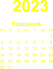 kalendarz PL -2023 - październik 6 - obrazy, fototapety, plakaty
