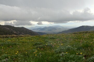 Rainy Cloudy Mountain Valley View